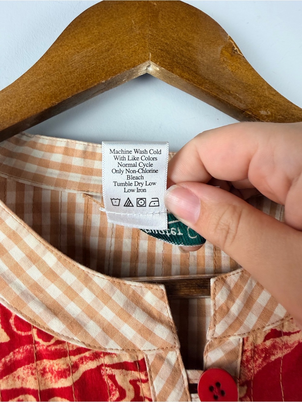 Coldwater creek red gingham reversible button closure jacket size 1X 100% cotton - Picture 3 of 6